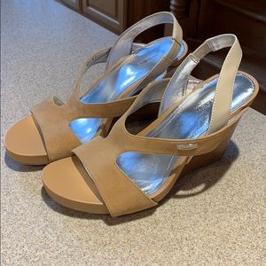 Calvin Klein “Opal” Suede Wedge Sandals